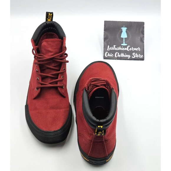 Dr Martens Men's Cherry Red Canvas Winsted Hi Top Boots Size 8 Wo's 9 2542 - Picture 13 of 16